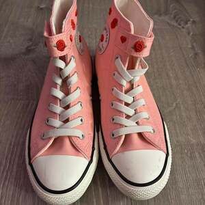 Converse Rose High Top Sneakers, Pink Canvas with Embroidery, Youth Size 3